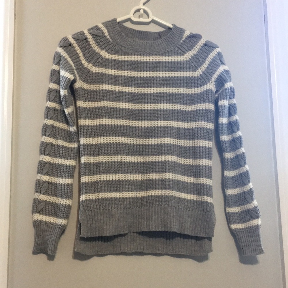 Grey and white sweater